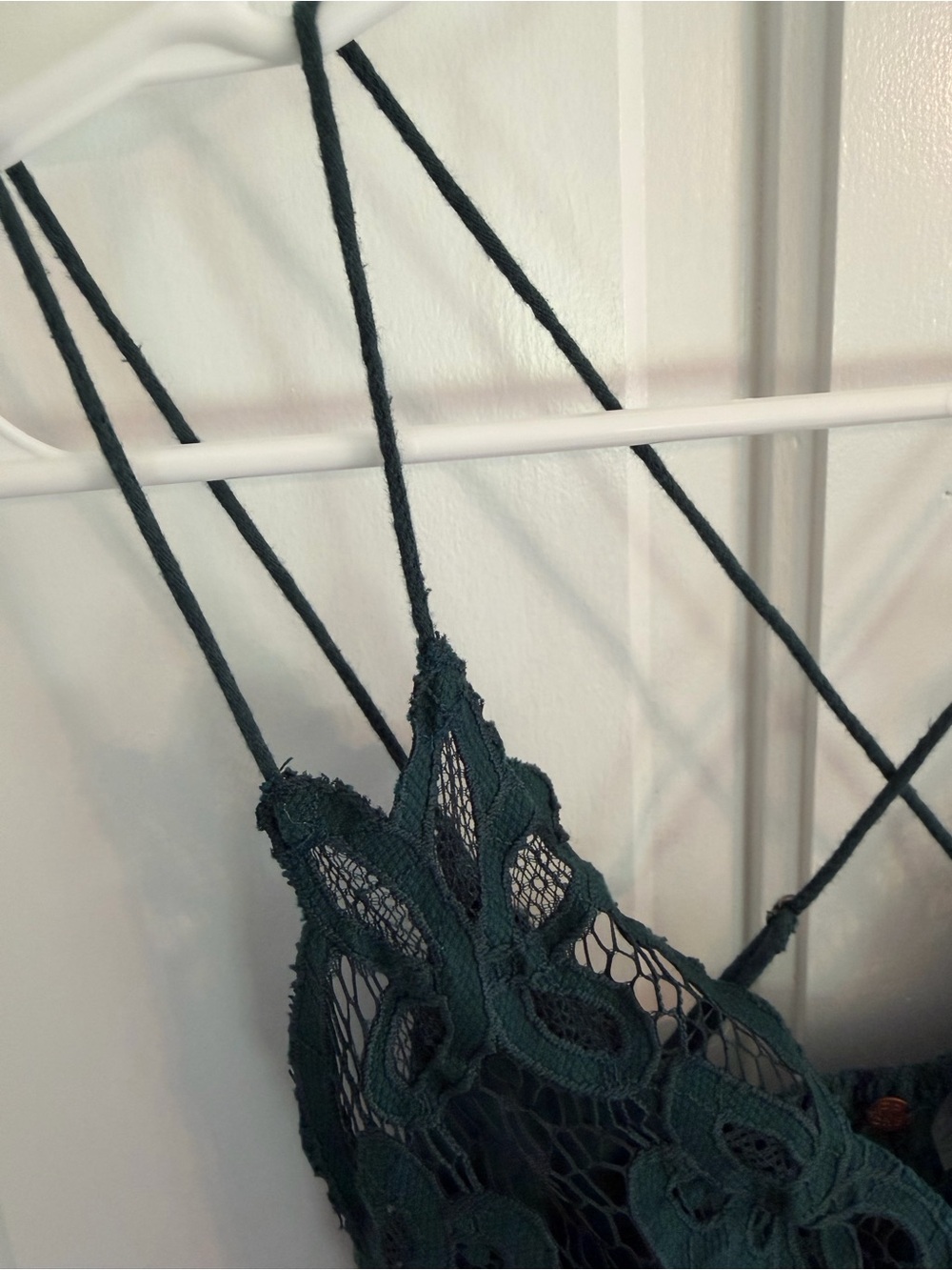 Free People FP One Adella Slip Dress XS Green Crochet Lace Boho Mini - Picture 3 of 8